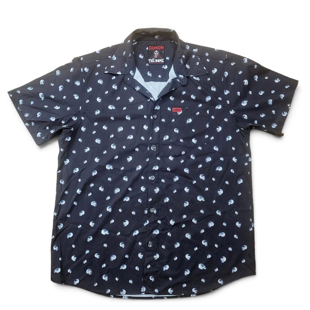 DIXXON FLANNEL CO. The Dome Button Up Shirt Men's L Skull AOP Biker Streetwear
